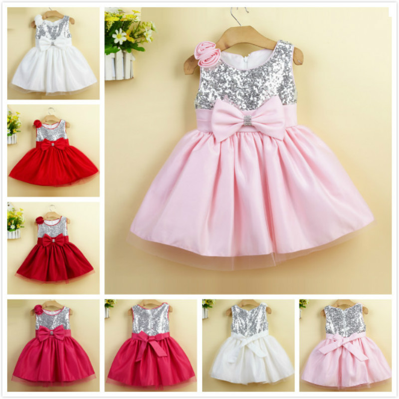 1St Birthday Party Dress For Baby Girl
 Newborn Baby Girl Tutu Sequin Dresses With Big Bow 2015