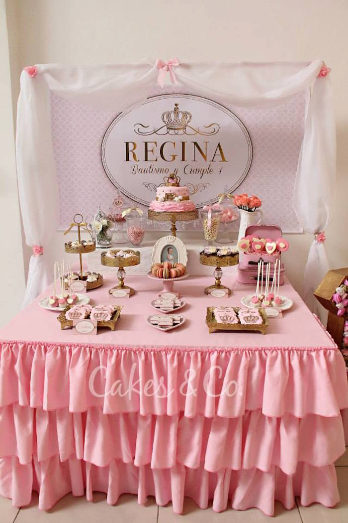 1st Birthday Party
 Kara s Party Ideas Pink & Gold Princess First Birthday Party