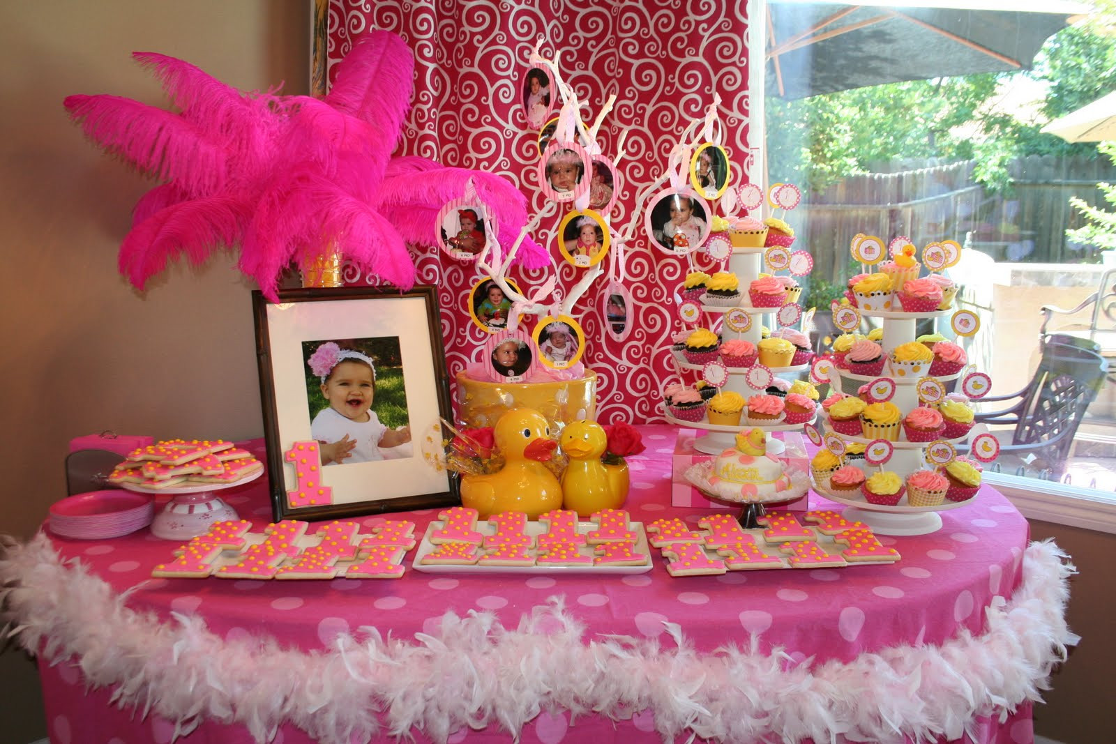 1st Birthday Party
 Rubber Duckee Pink and Yellow 1st Birthday Party
