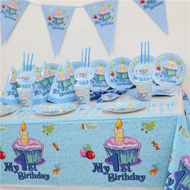 1st Birthday Party Supplies Boy
 102pcs Kids First Birthday Party Set 10 people Girl Boy