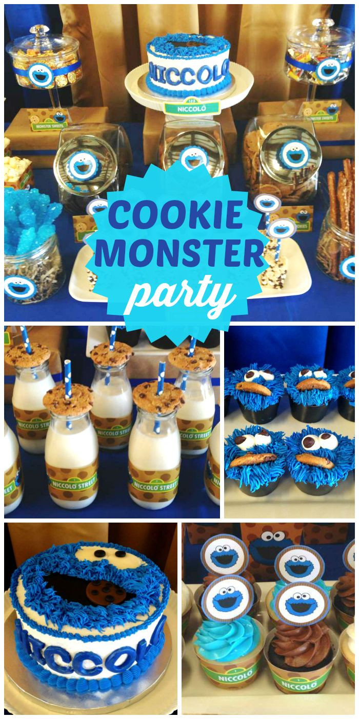 1st Birthday Party Supplies Boy
 An awesome Cookie Monster boy first birthday party with an