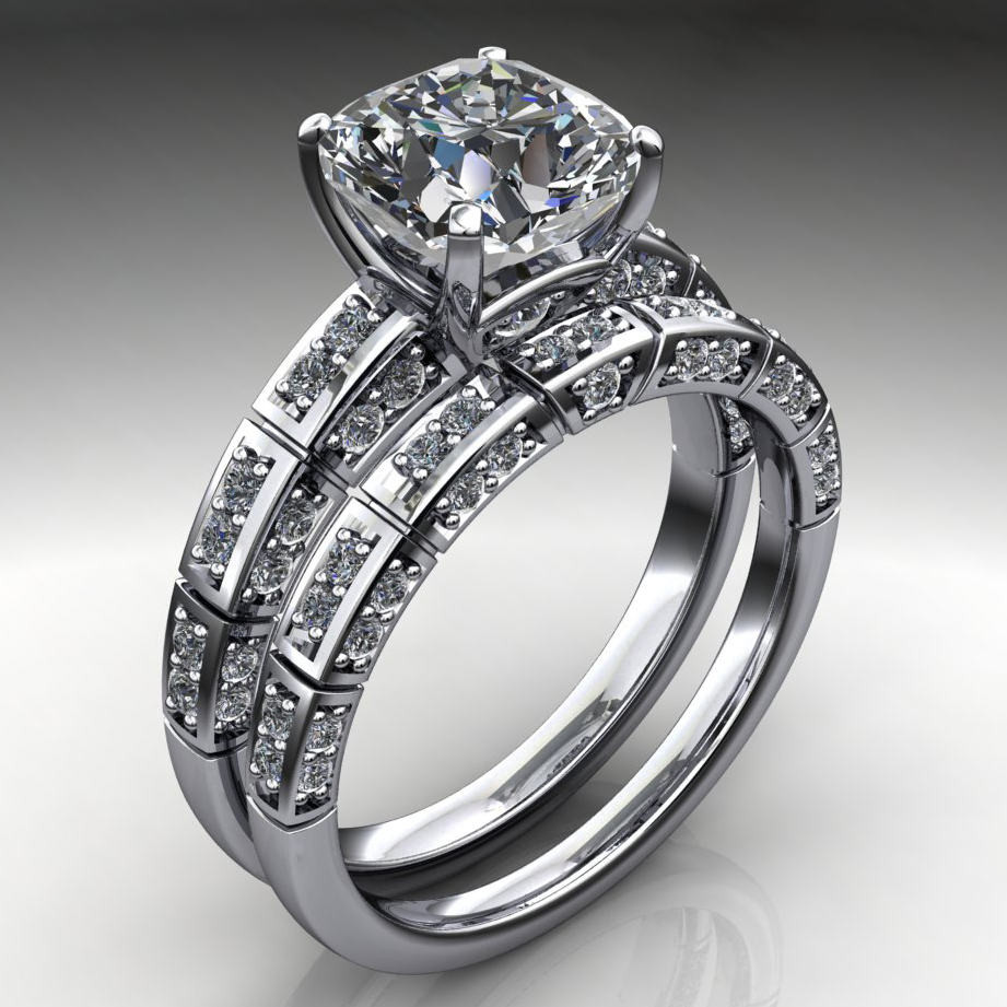 2 Carat Wedding Rings
 jada ring 2 carat cushion cut NEO moissanite engagement