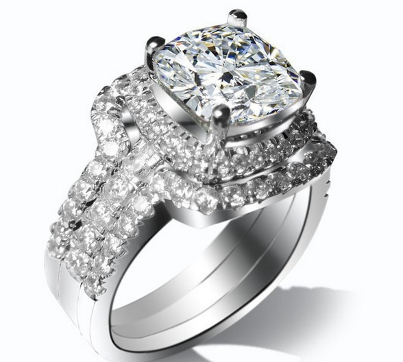 2 Carat Wedding Rings
 Excellent 3 Carat Cushion Cut SONA Simulate Diamond