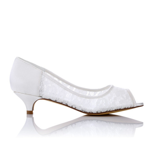 2 Inch Wedding Shoes
 Peep Toe Low Heel 2 inch White Wedding Shoes For Women