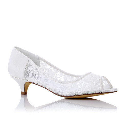 2 Inch Wedding Shoes
 Peep Toe Low Heel 2 inch White Wedding Shoes For Women