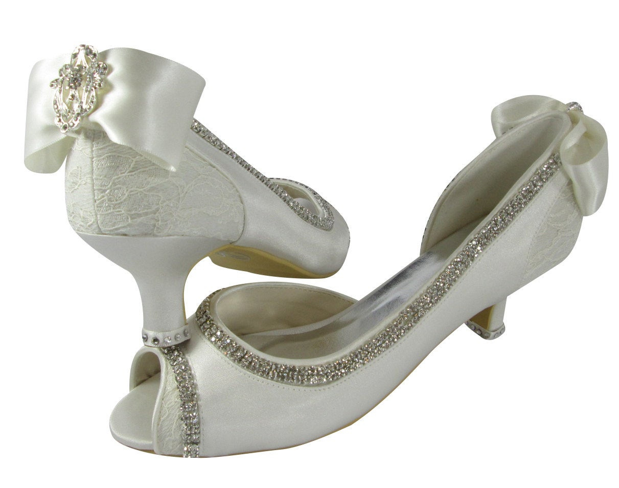 2 Inch Wedding Shoes
 Ivory Wedding Heels Bridal Shoes 2 inch 3 5 4 5 Peep Toe