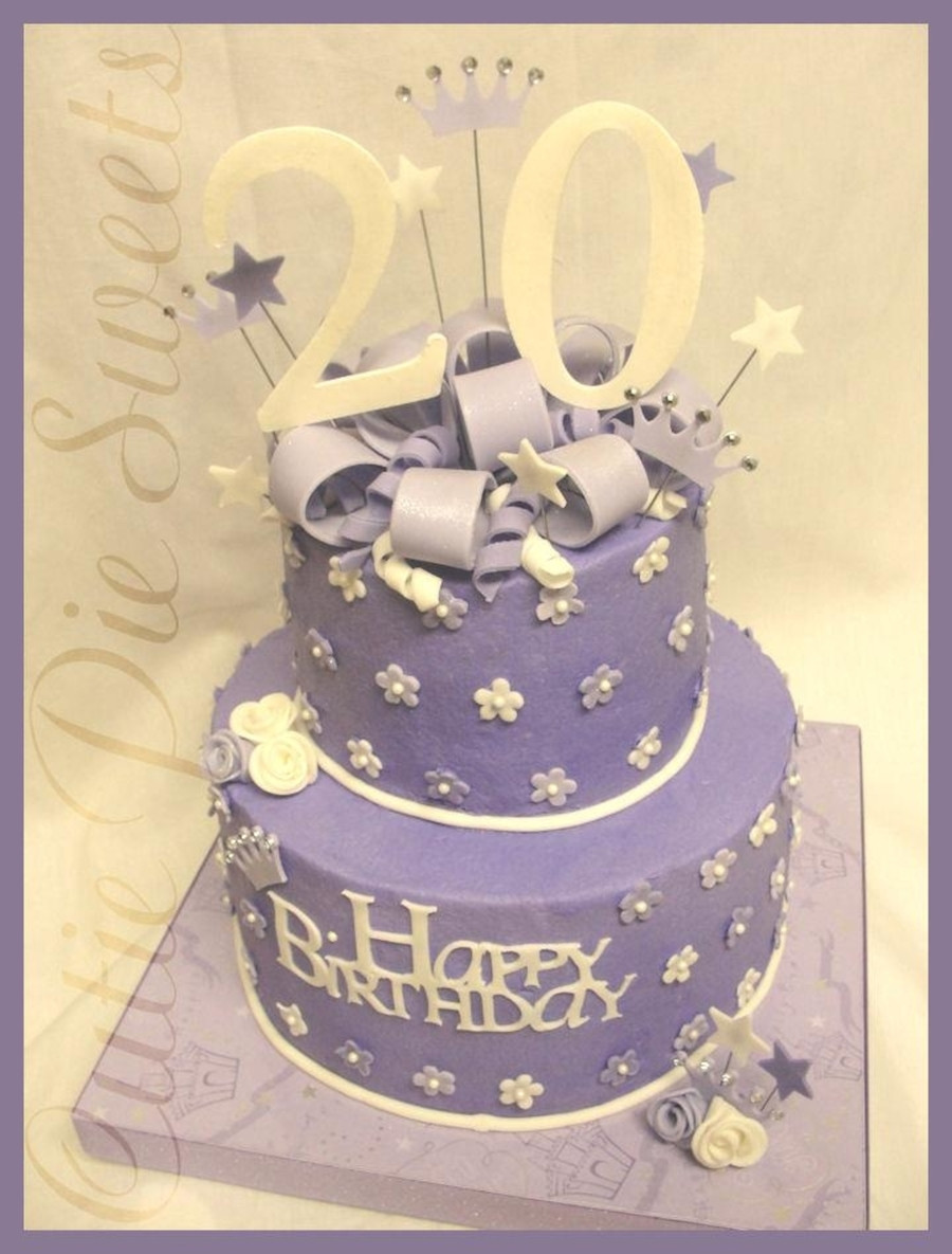 20th Birthday Cakes
 20Th Birthday Cake Purple & White CakeCentral