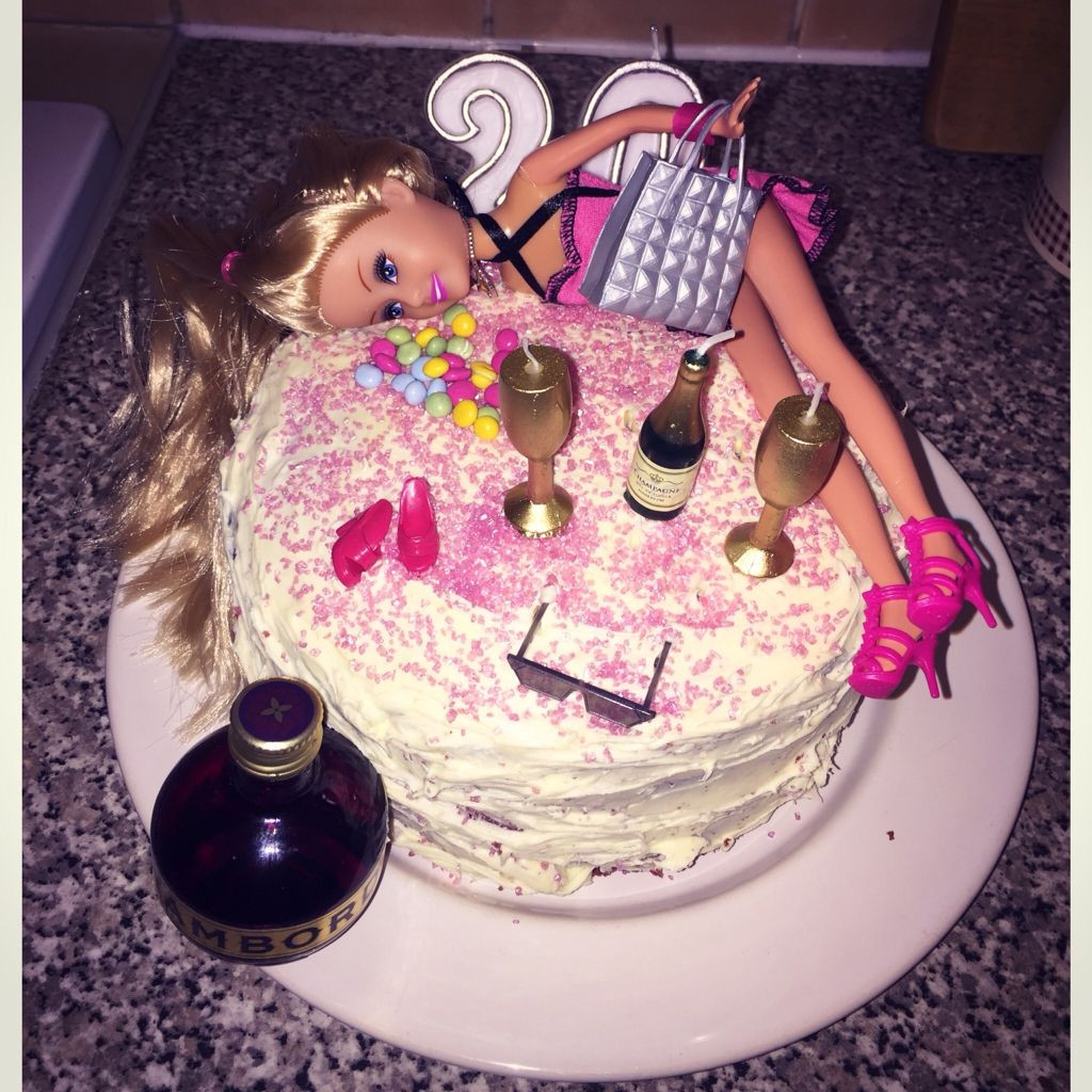 20th Birthday Party Ideas For Her
 Tipsy barbie 20th birthday cake Birthday ideas