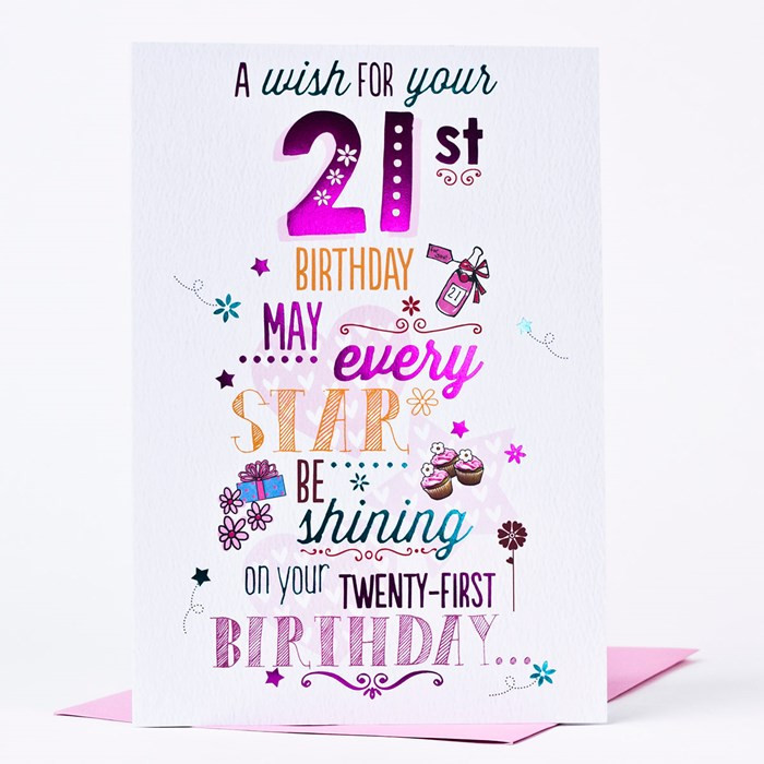 21 Birthday Wishes
 21th Birthday Card A Wish For Your 21st ly 99p