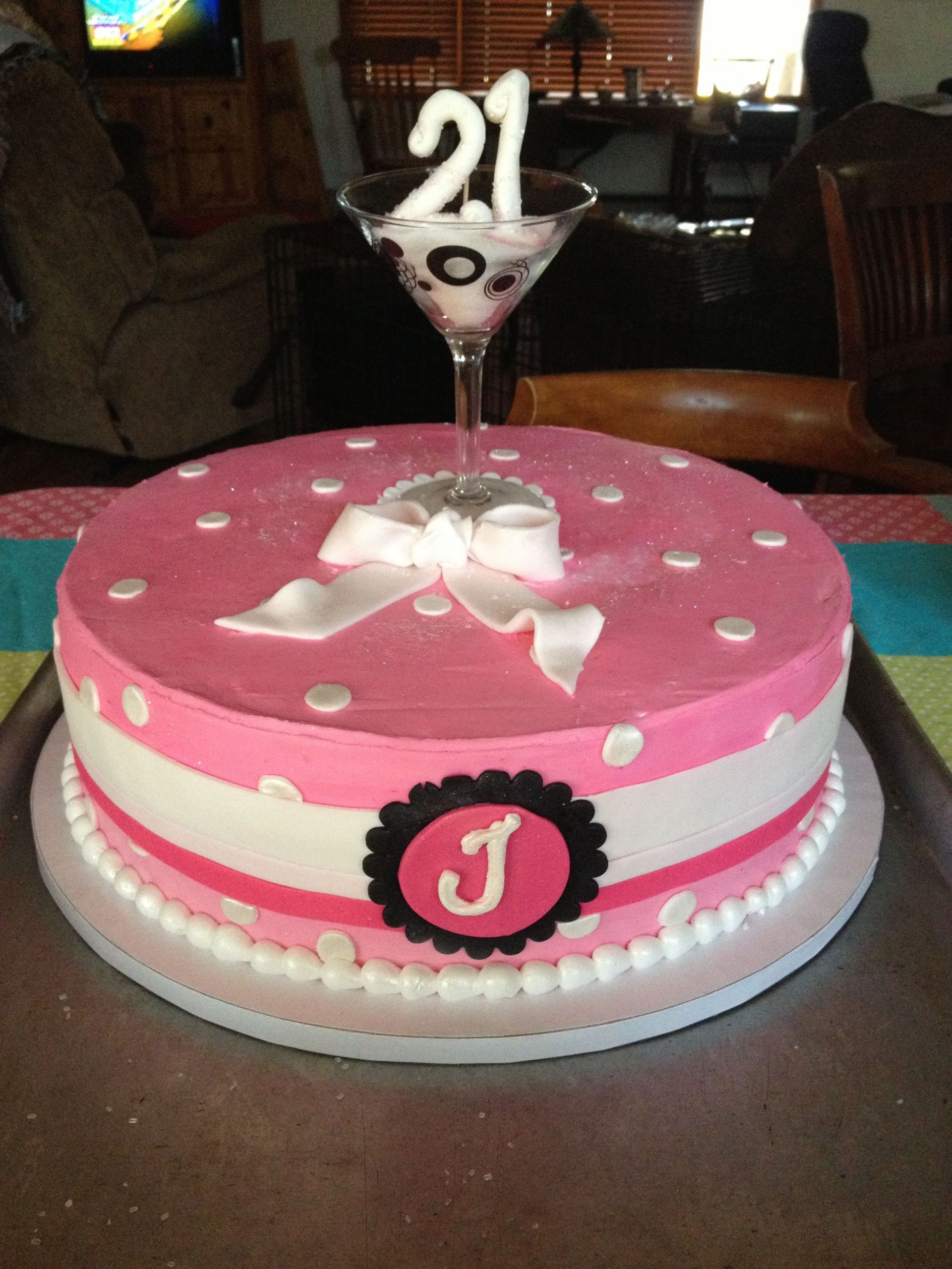 21st Birthday Cake Decorations
 Love this idea und cake with a martini glass on top