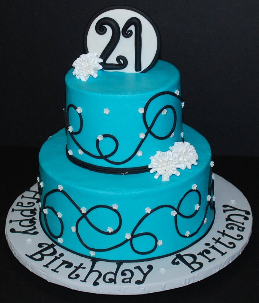 21st Birthday Cakes For Him
 The Bakery Next Door Swirls & Flowers Birthday Cake