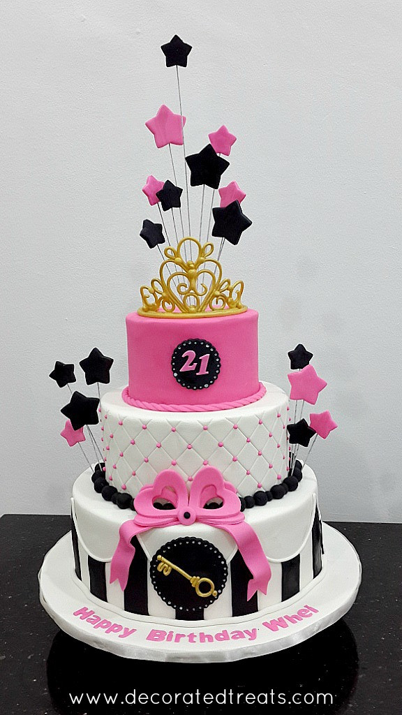 21st Birthday Cakes For Him
 Pink Starry 21st Birthday Cake