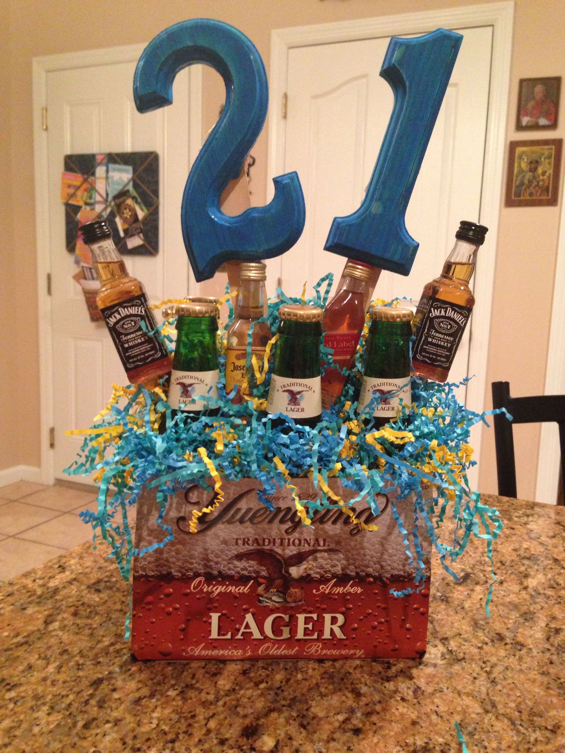 21st Birthday Decorations For Him
 21st birthday idea for guys Favorite drinks and color