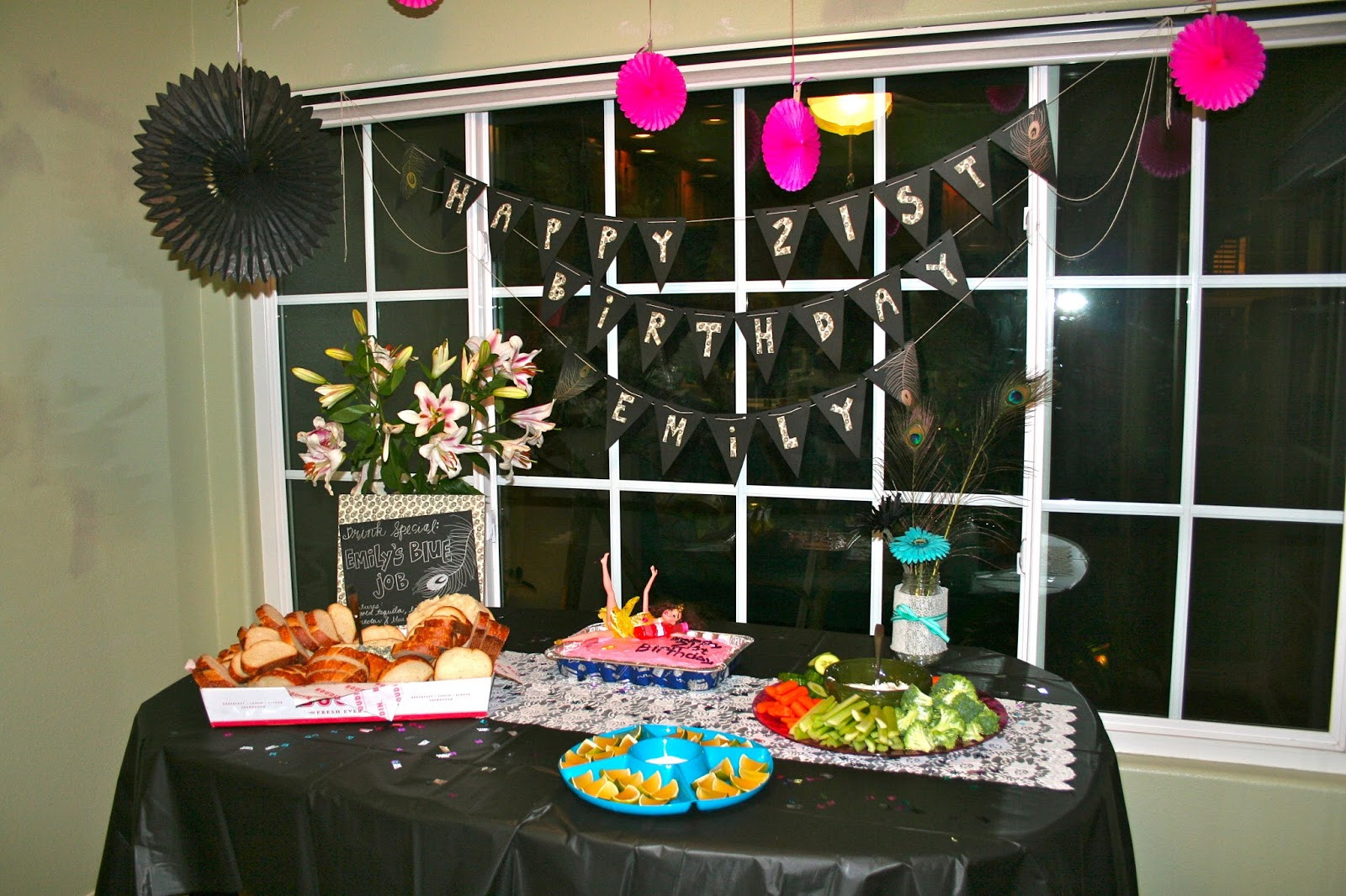 21st Birthday Decorations
 Champagne Taste Shoestring Bud 21st Birthday Party