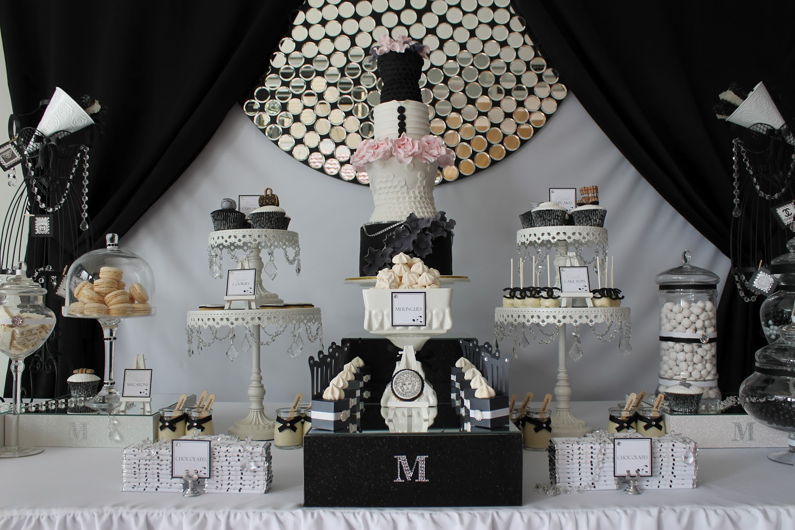 21st Birthday Decorations
 Events By Nat Runway Catwalk Black & White Dessert Table