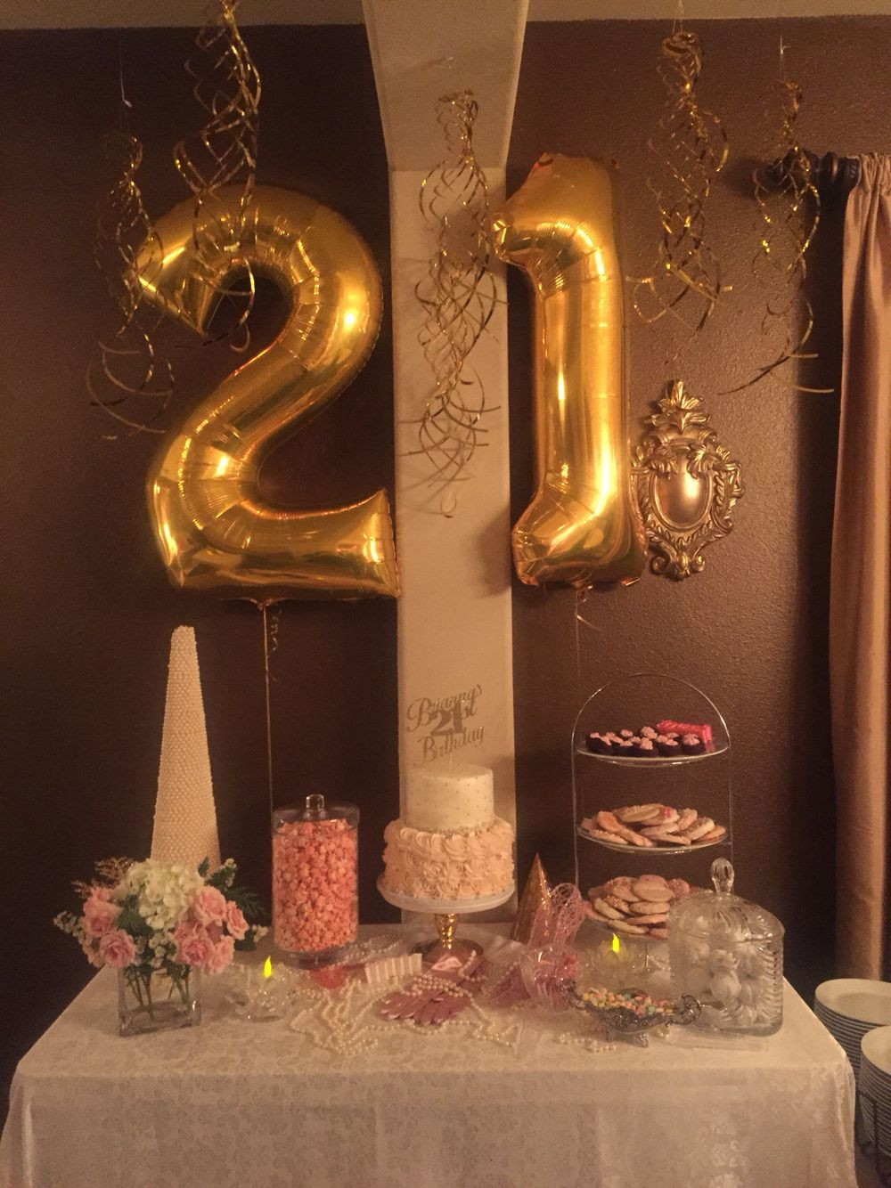 21st Birthday Decorations
 Pink and Gold 21st Birthday Celebration