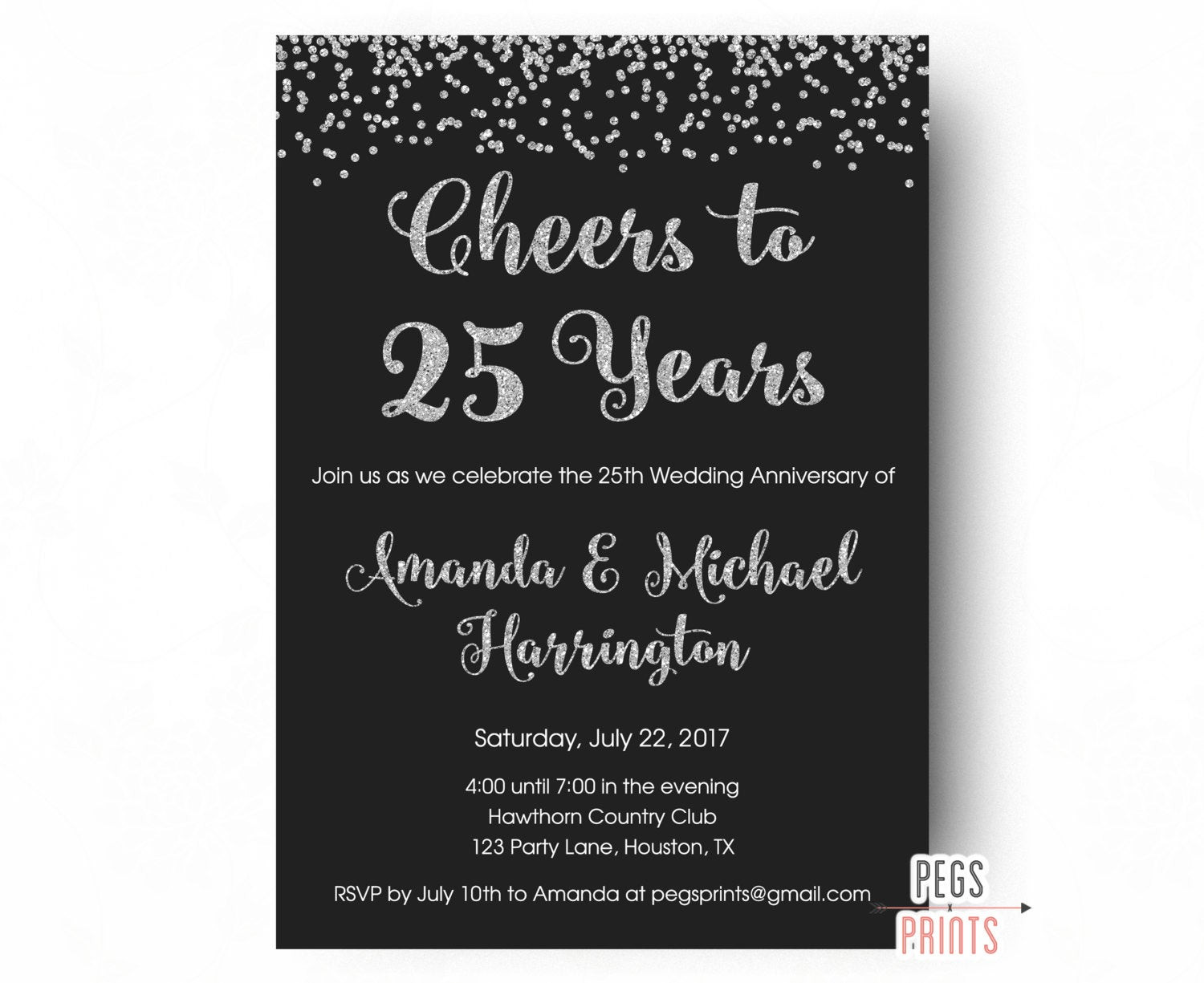 25th Birthday Invitations
 25th Anniversary Invitations PRINTABLE 25th Wedding