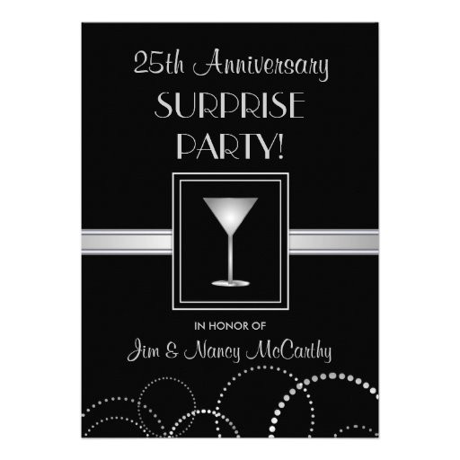 25th Birthday Invitations
 25th Anniversary Surprise Party Custom Invitations 5" X 7