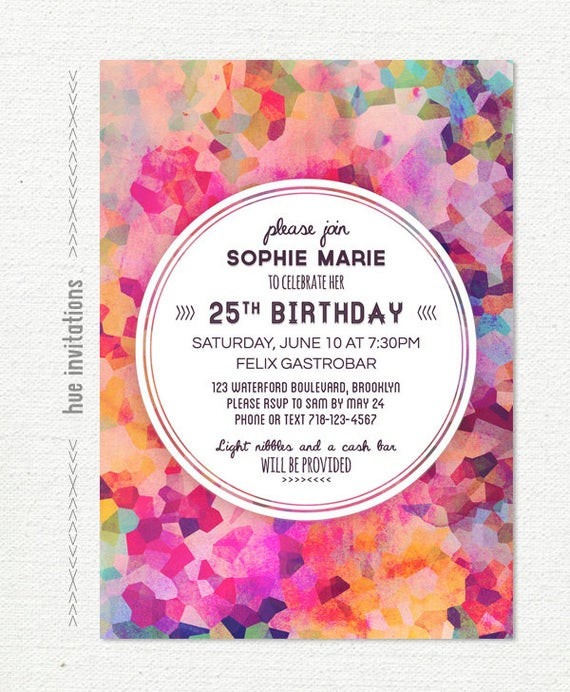 25th Birthday Invitations
 geometric 25th birthday party invitation adult birthday