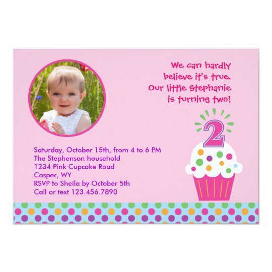 2nd Birthday Party Invitations
 Cupcake Second Birthday Party Invitation