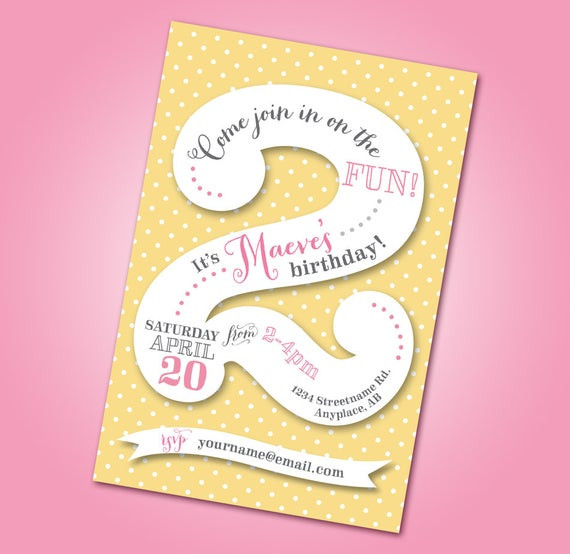 2nd Birthday Party Invitations
 Polka Dot 2nd Birthday party invitation printable DIY