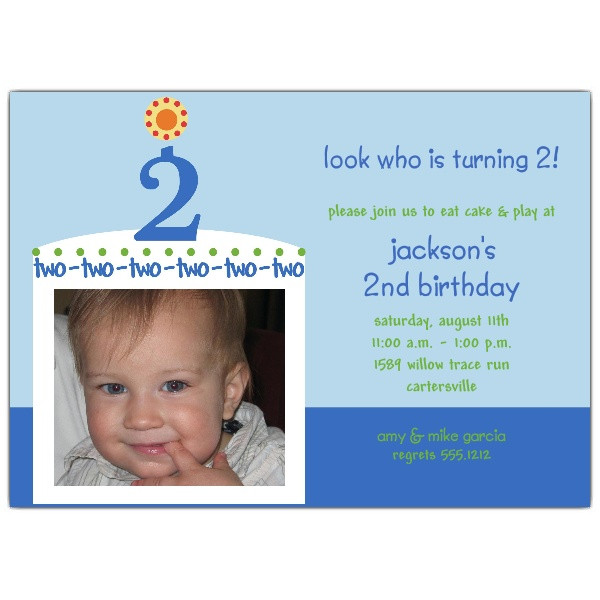 2nd Birthday Party Invitations
 Birthday Cake Boy Second Birthday Invitations