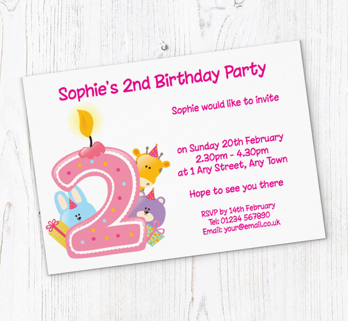 2nd Birthday Party Invitations
 Pink 2nd Birthday Party Invitations