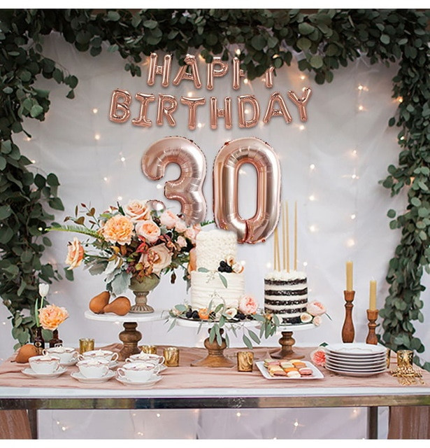 30 Year Birthday Party Ideas
 Happy 30th Birthday Decorations Rose Gold Balloons