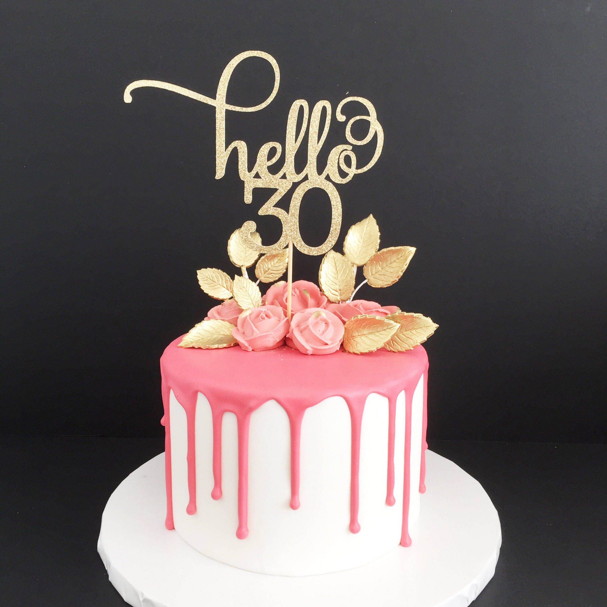 30th Birthday Cake Ideas For Her
 Hello 30 Glitter Cake Topper Any Age Cake Topper 30th