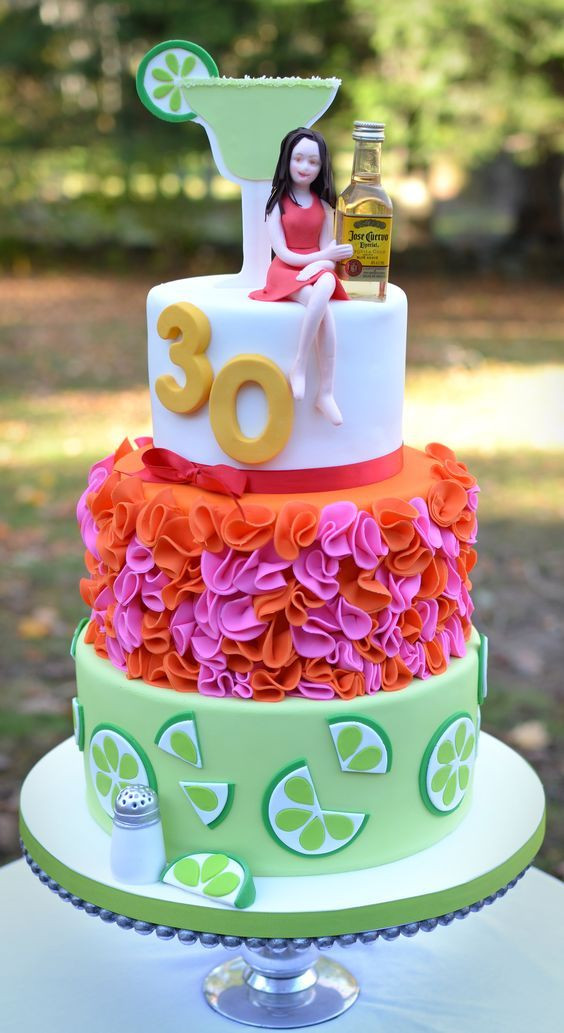 30th Birthday Cake Ideas For Her
 Margarita and tequila themed 30th birthday cake