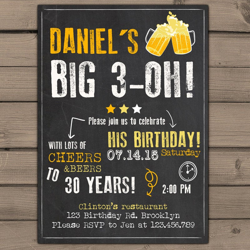 30th Birthday Invitations
 30th Birthday Invitation Surprise Party Cheers and beers