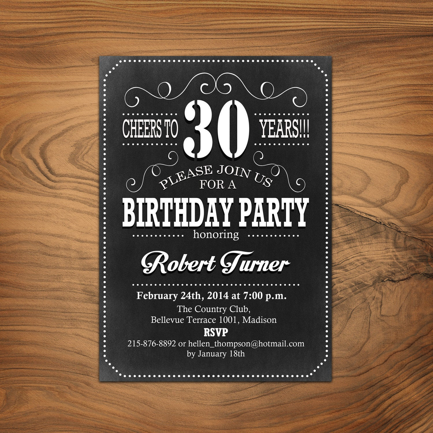 30th Birthday Invitations
 30th Birthday Invitation 40th 50th 60th Any Age