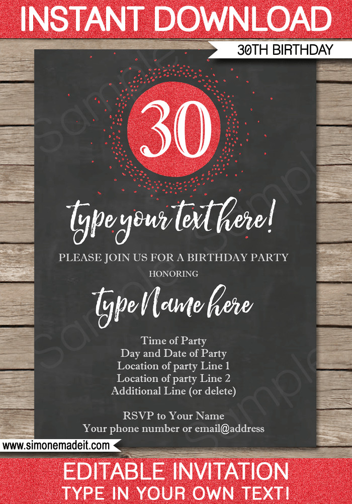 30th Birthday Invitations
 30th Birthday Invitations Template