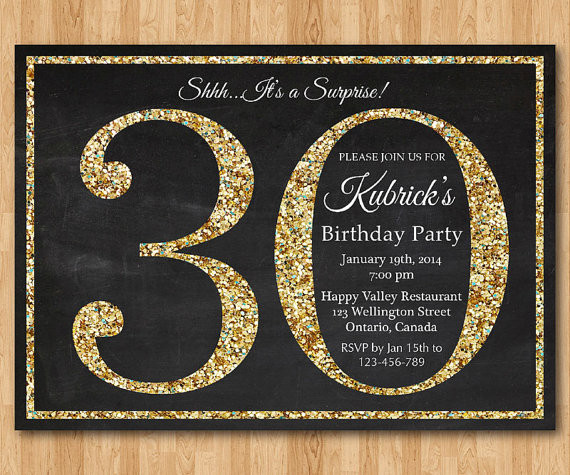 30th Birthday Invitations
 30th birthday invitation Gold Glitter Birthday Party invite