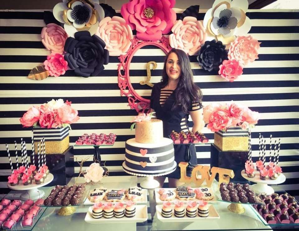30th Birthday Party Themes
 Black white pink and a little golden Birthday "My