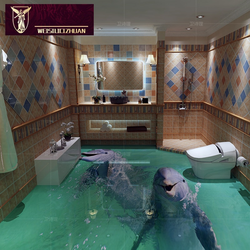 3D Bathroom Floor Designs
 Export cute Dolphin 3D floor tiles 3D ceramic tile