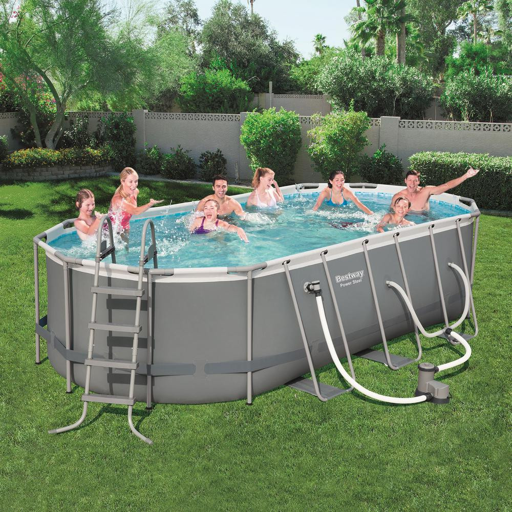 4 Ft Above Ground Pool
 Power 18 ft x 9 ft x 4 ft Ground Pool Set with