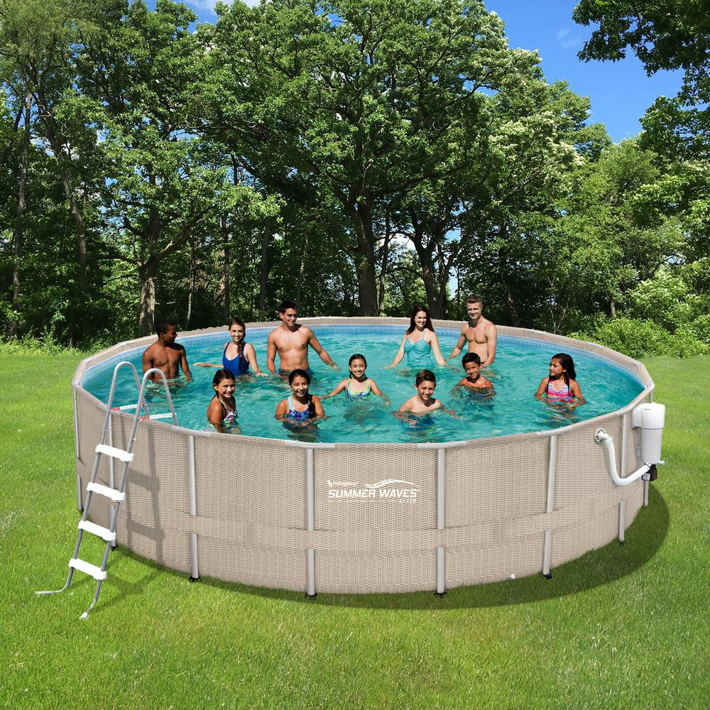 4 Ft Above Ground Pool
 Summer Waves Elite Light Wicker 18 ft Round 52 in D
