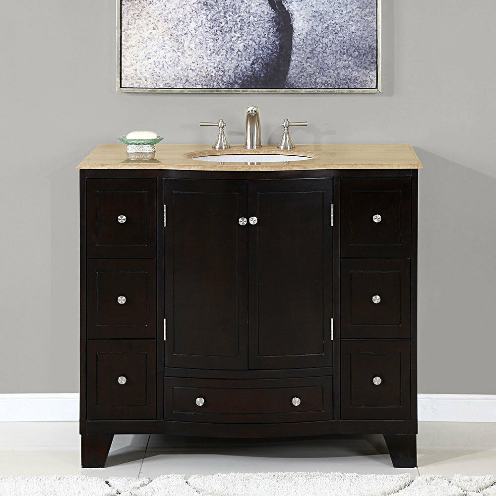 40 Inch Bathroom Vanity
 40 inch Travertine Countertop Single Sink Bathroom Vanity