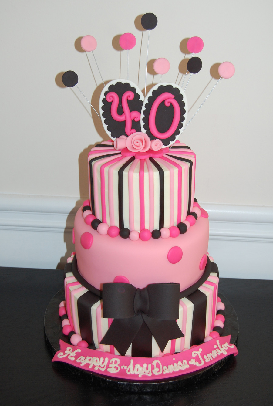40th Birthday Cakes For Her
 40Th Birthday Cake Pink And Black CakeCentral