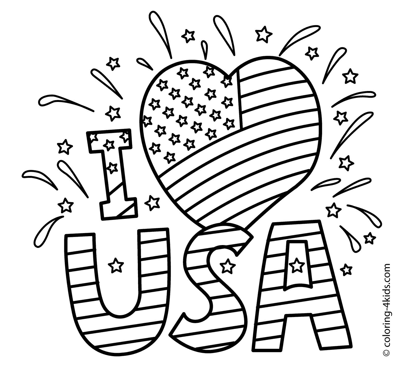 4Th Of July Coloring Pages Printable
 I love USA coloring pages July 4 independence day