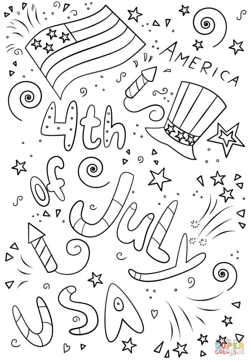 4Th Of July Coloring Pages Printable
 4th of July Doodle coloring page