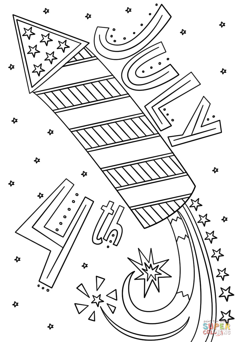 4Th Of July Coloring Pages Printable
 Fourth of July Fireworks Doodle coloring page