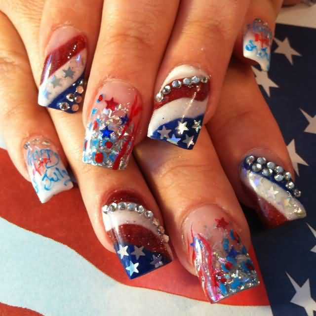 4th Of July Gel Nail Designs
 50 Adorable Fourth July Nail Art Ideas