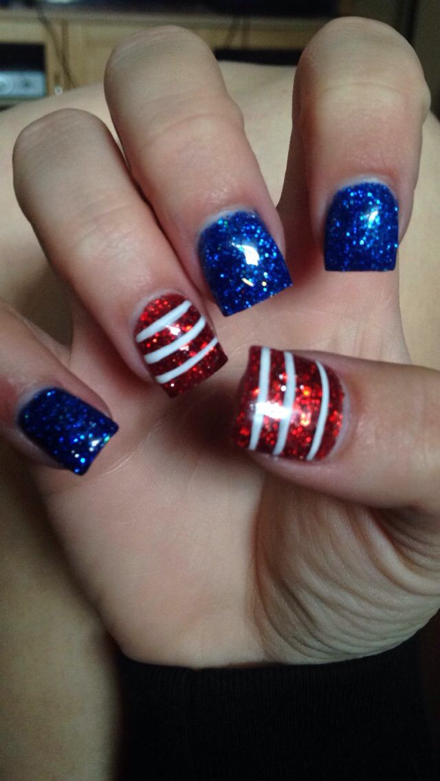 4th Of July Gel Nail Designs
 Nails 4th of July acrylic gel red white blue American