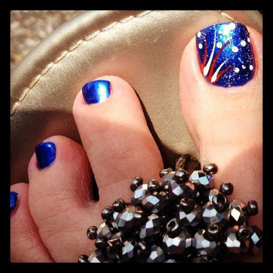 4th Of July Toe Nail Designs
 Fireworks