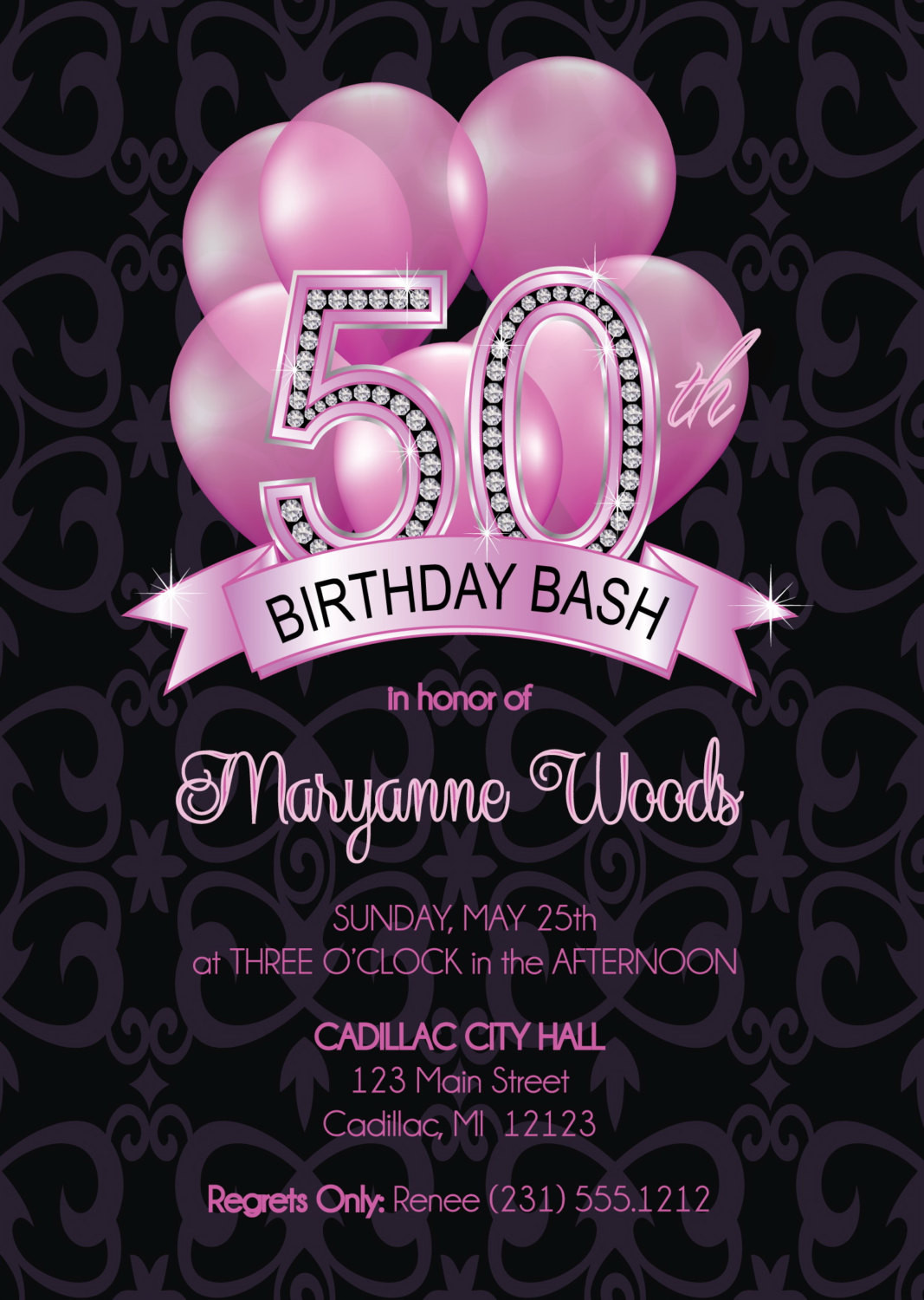 50 Birthday Party Invitations
 50th Birthday Invitation Adult 50th Birthday Invitation