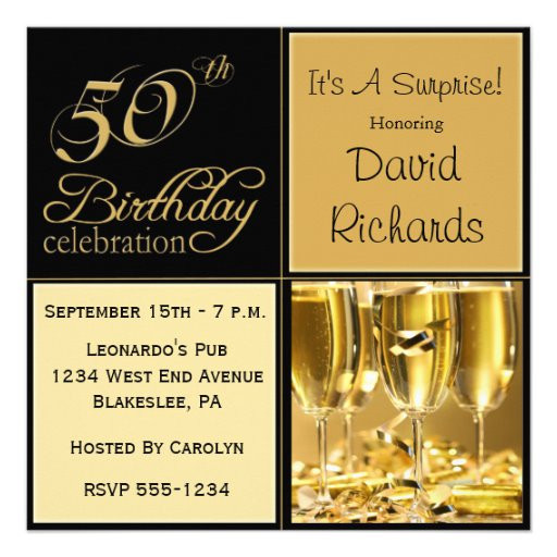 50 Birthday Party Invitations
 Surprise 50th Birthday Party Invitations 5 25" Square