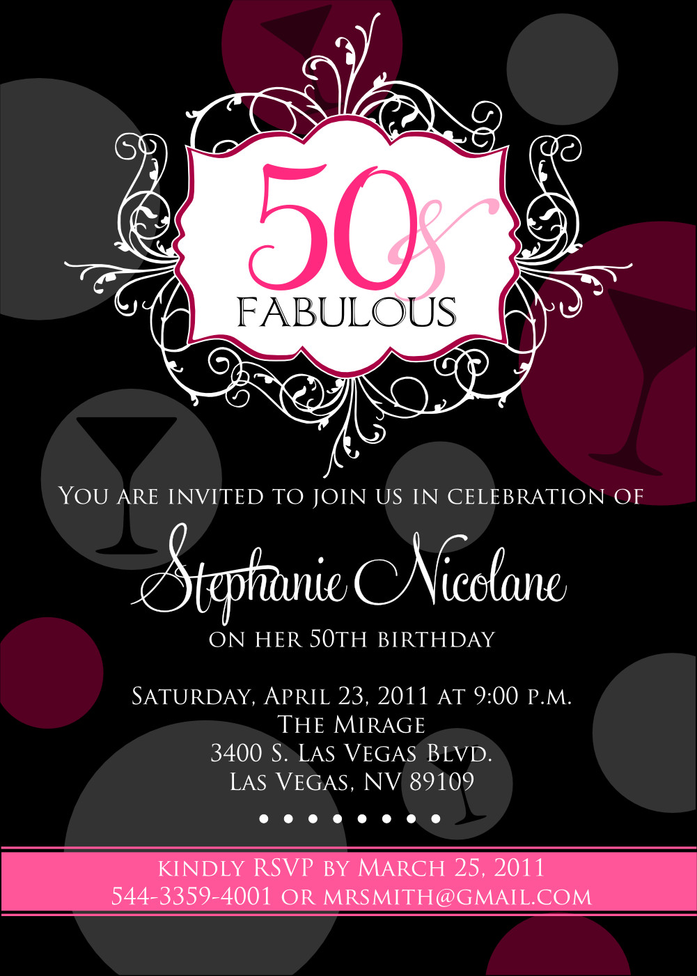 50 Birthday Party Invitations
 Signatures by Sarah Fabulous 50th birthday party