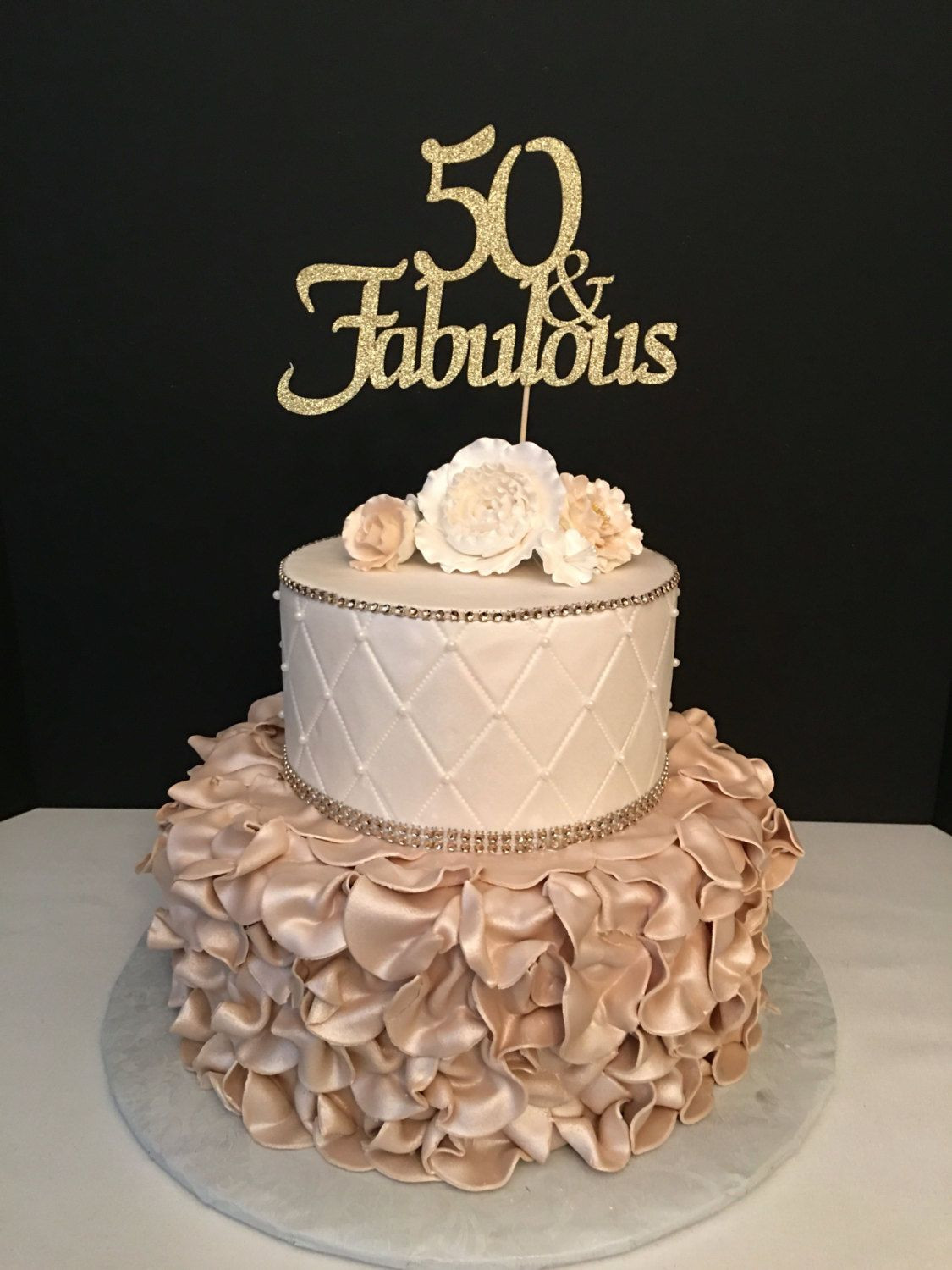 50th Birthday Cake Ideas For Her
 ANY NUMBER Gold Glitter 50th Birthday Cake Topper 50 and